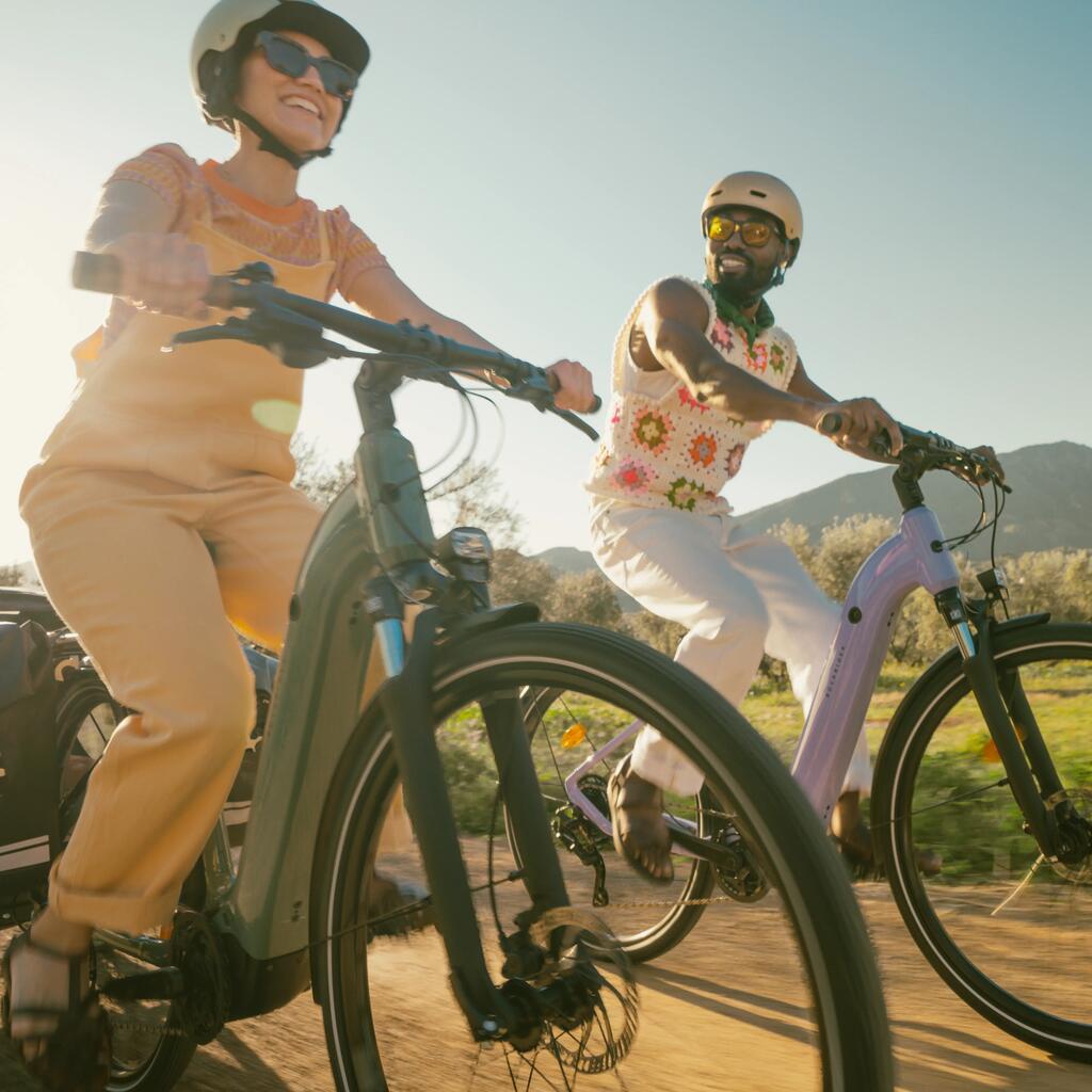 Electric hybrid bike with central motor and low frame E-ACTV 500 lavender